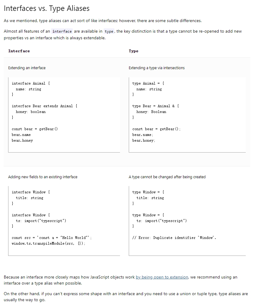 Type VS Interface